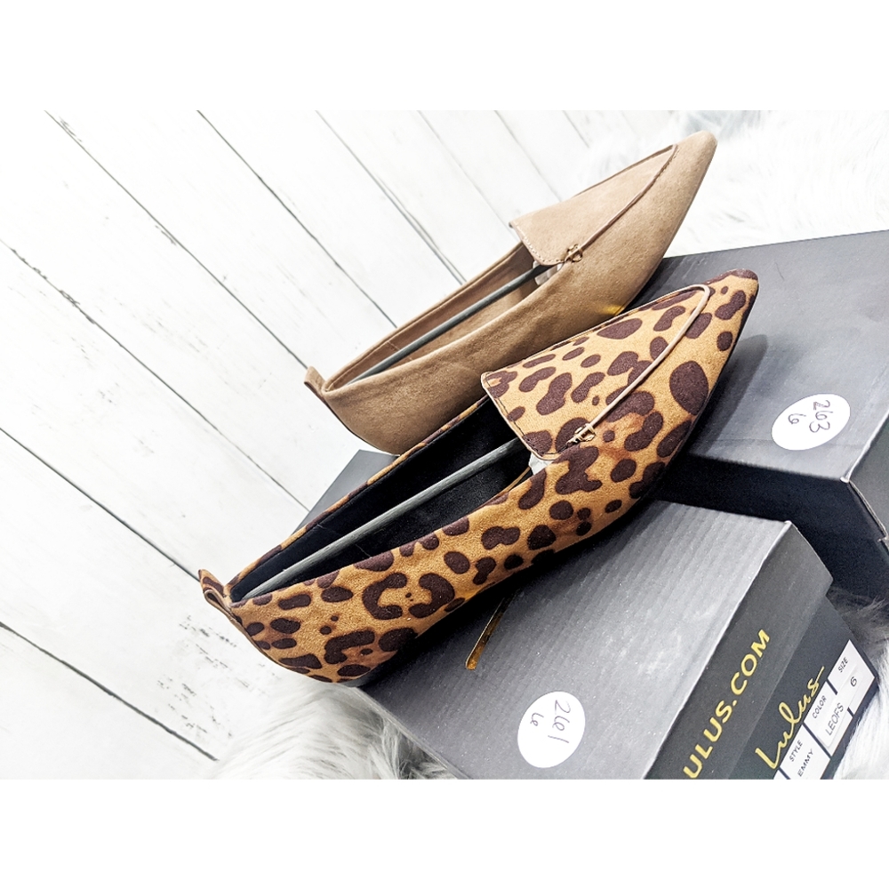 NEW Lulu's Emmy Camel OR Leopard Suede Loafers - Picture 5 of 14